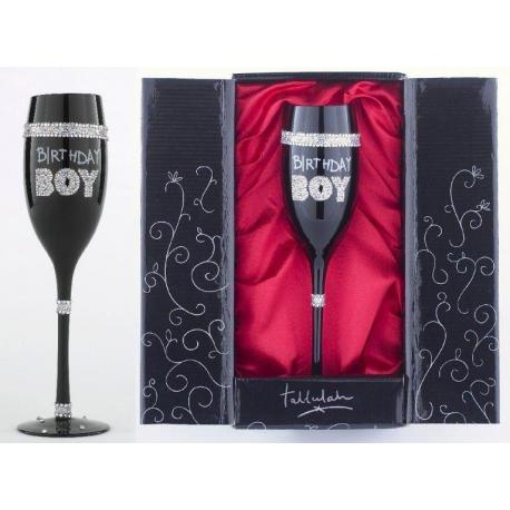 Czarny urodzinowy kieliszek do szampana \\"Birthday Boy\\" idealne na prezent Na urodziny Ręcznie zdobione kieliszki do wina